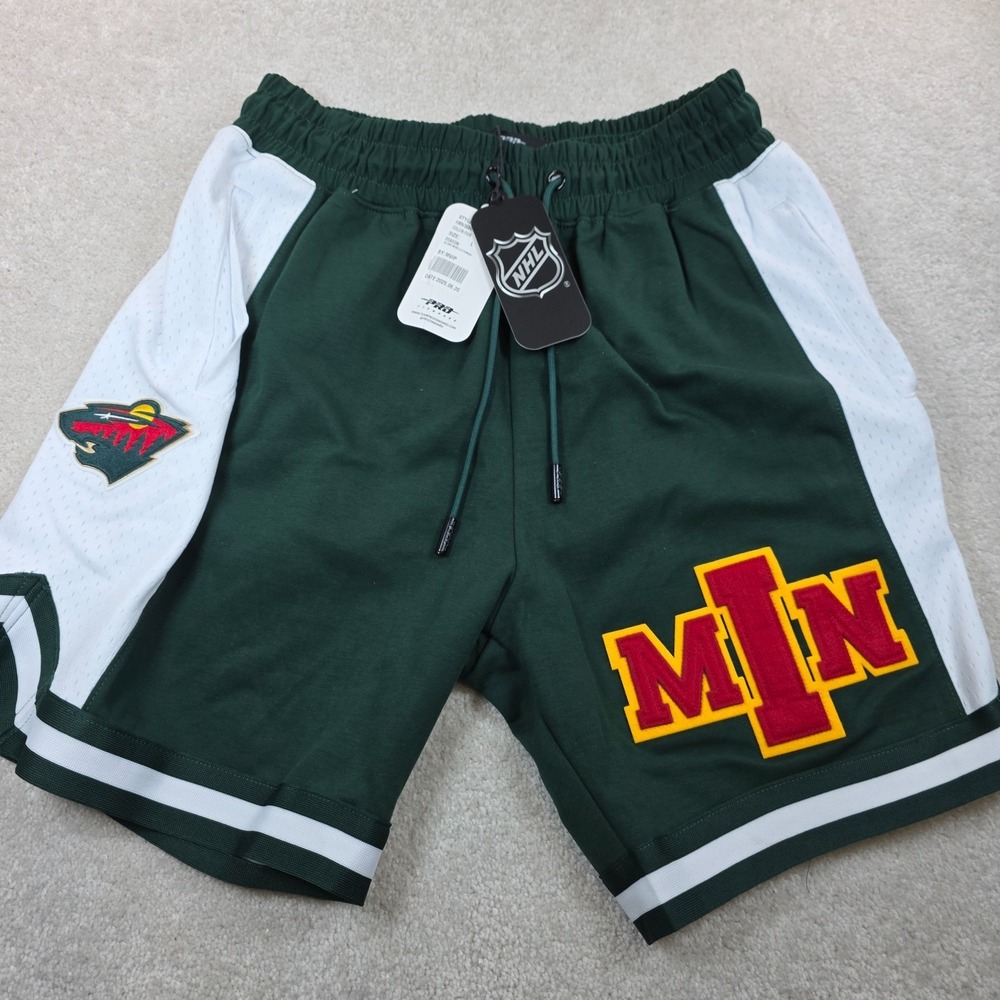 Pro Standard Minnesota Wild Shorts Mens L Green NHL Hockey NWT Embroidered Logo